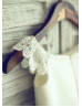 Lace Cap Sleeves Ivory Satin Tulle Wedding Flower Girl Dress